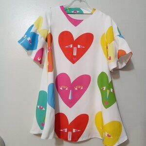 Agatha ruiz de la prada white  multi mask white chiffon party dress